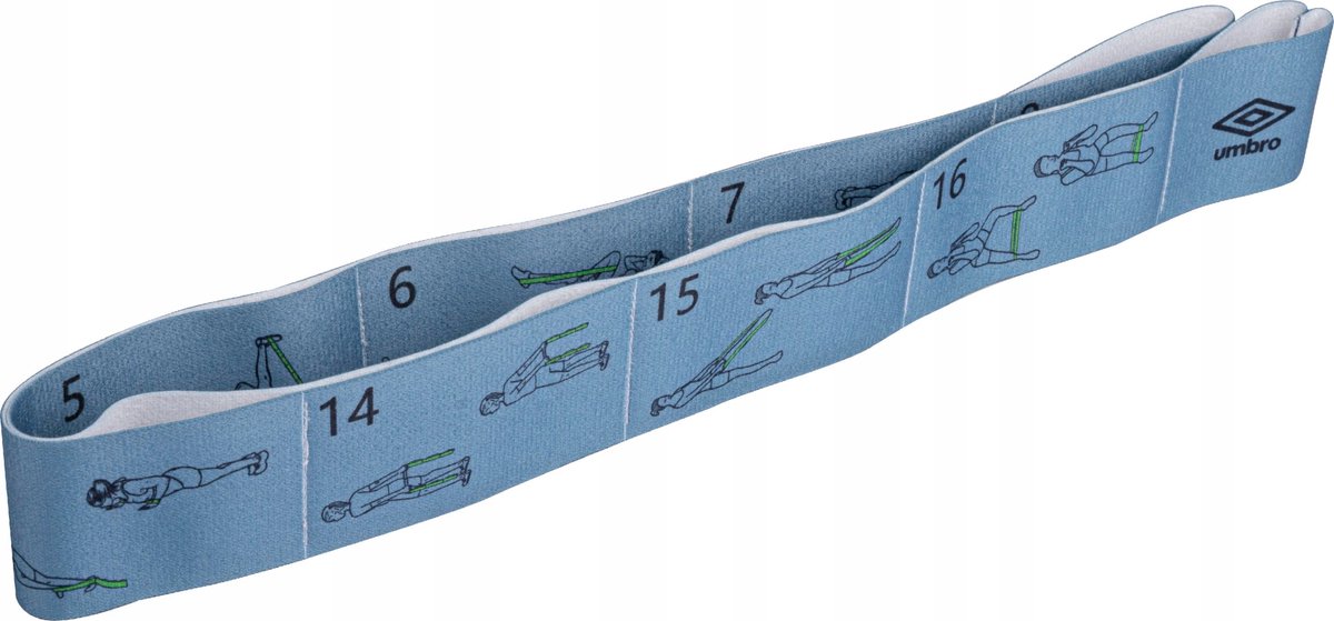 Bande d'entraînement Umbro - bande de fitness 77 x 5 cm - avec 16 exercices - pour la musculation, l'équilibre et la rééducation - bleu