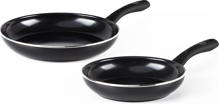 Greenchef set de poêles diamant 2 pièces - 20 28 cm - revêtement antiadhésif sans PFA - set de poêles à induction - poêle en céramique - passe au four jusqu'à 160°c - poignée de refroidissement - noir
