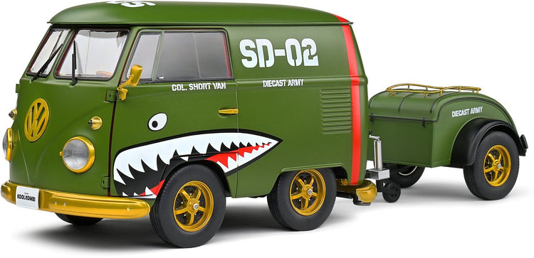 Aucune marque de voiture Volkswagen Kool Kombi Army Fighter Solido modèle de voiture 1:18 2023 S1810901 modèle réduit