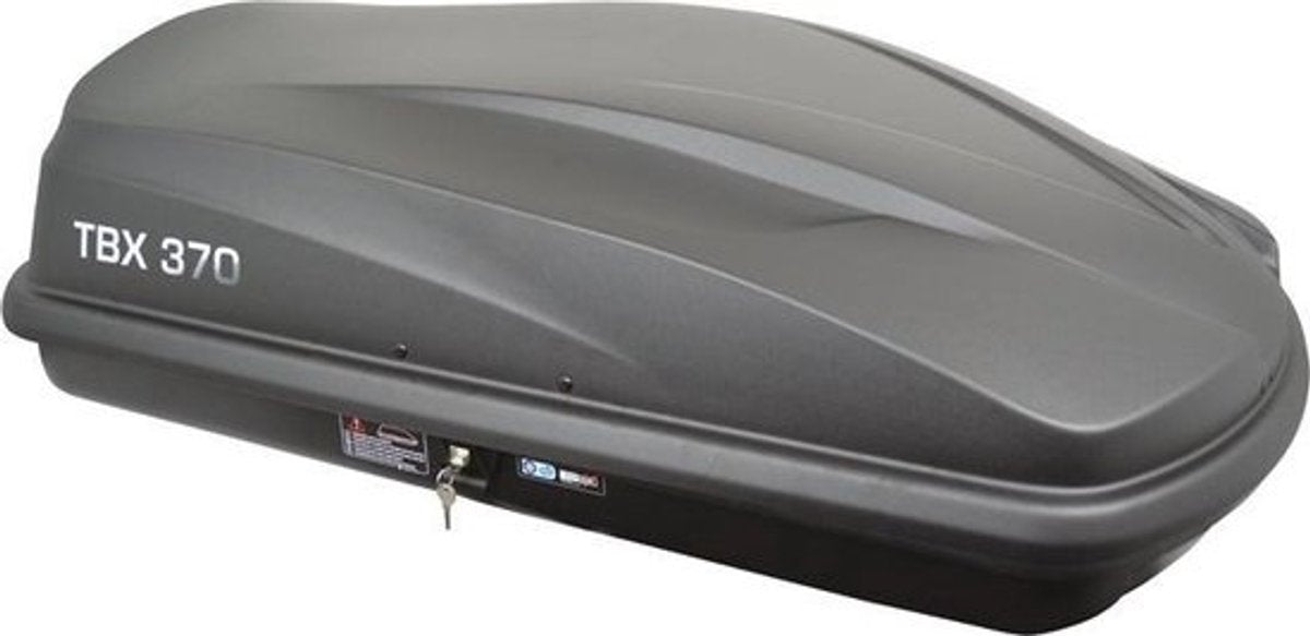 Coffre de toit Twinny Load TBX 370 - capacité 370 litres - capacité de charge maximale 75kg - serrure centrale verrouillable 1 point - fixation sur support en U - dimensions 138x78x36cm