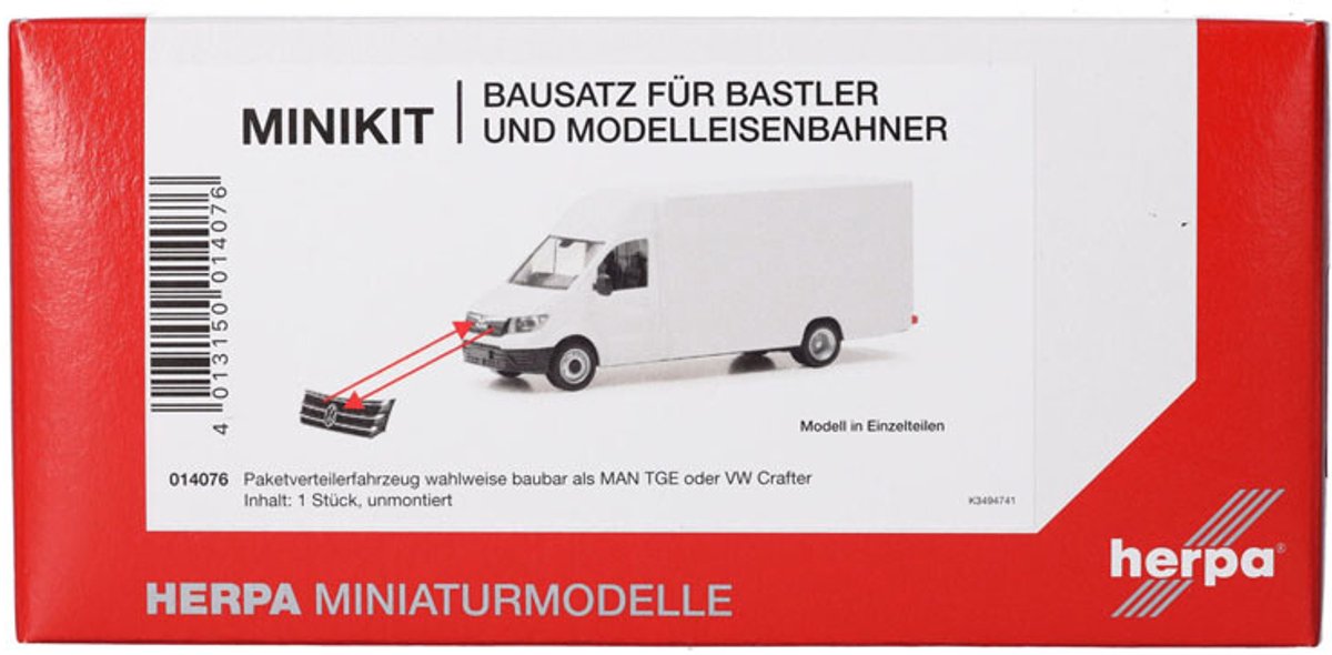 Herpa homme tge vw crafter, blanc (mini kit)