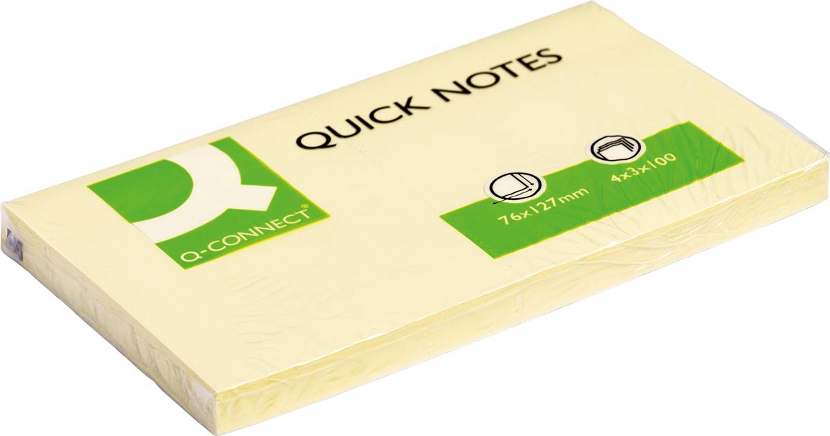 Notes rapides Q-connect, pi 76 x 127 mm, 100 feuilles, paquet de 12, jaune