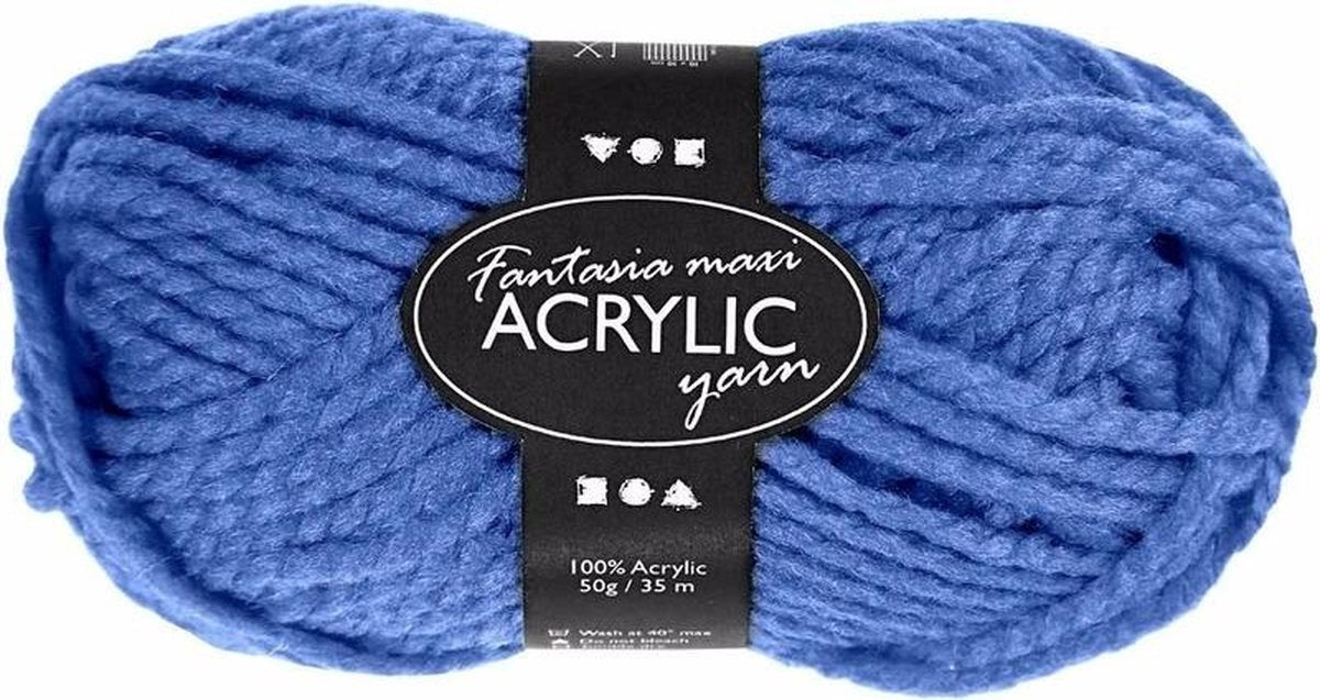 Fil acrylique fantaisie Creativ company, l: 35 m, maxi, bleu, 50 g 1 pelote