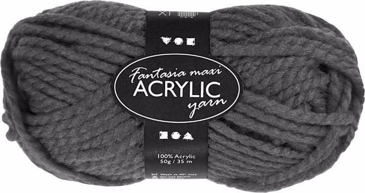 Fil acrylique fantaisie Creativ company, l: 35 m, maxi, gris, 50 g 1 pelote