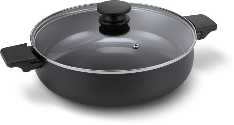 Brabantia vanta poêle avec couvercle - ø 28cm - sauteuse - revêtement antiadhésif en céramique renforcé de titane - convient pour induction - 100% sans pfas - noir