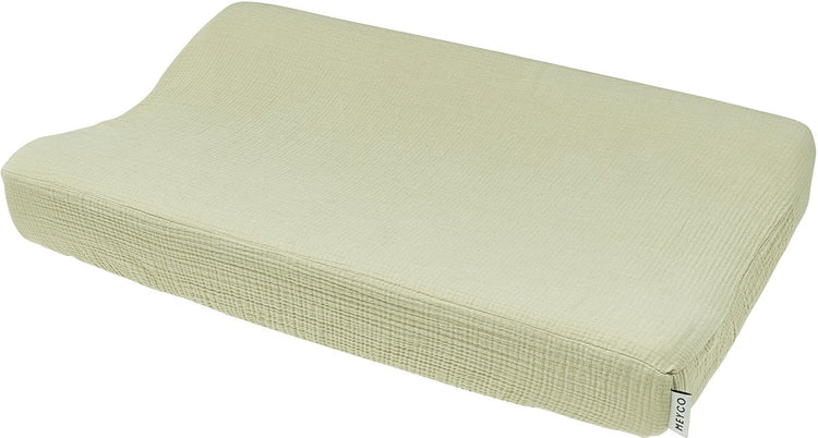 Housse de matelas à langer Meyco baby uni - hydrophile prélavée - olive douce - 50x70cm