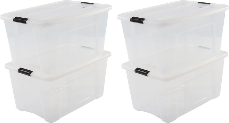 Boîte de rangement Iris top box - 45l - plastique - noir transparent - lot de 4