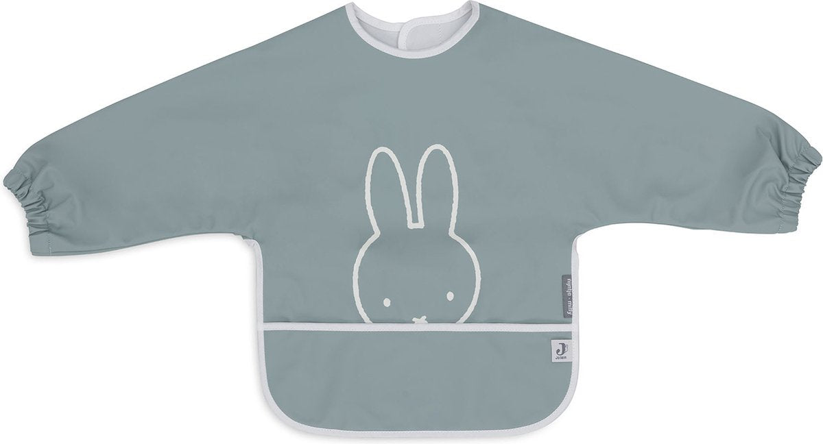 Jollein x Miffy - bavoir bébé imperméable avec manche - miffy coucou vert d'eau