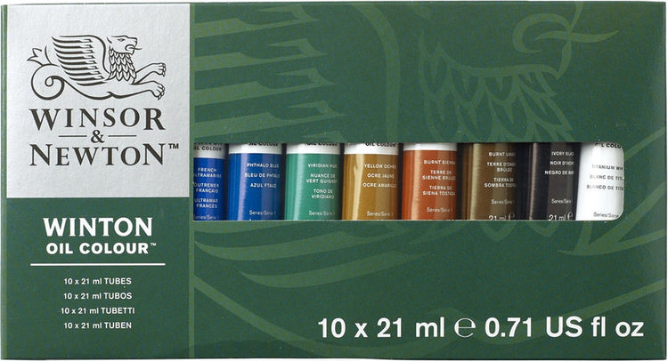 Winsor Newton 1490697 Kit de démarrage de peinture à l'huile Winton – 10 × 21 ml – Peinture à l'huile pour artistes et débutants