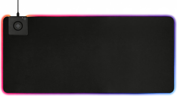 Tapis de souris de jeu Deltaco gaming dmp320 rgb xl, 90x40cm, chargeur sans fil qi intégré, 10w, 4 mm d'épaisseur - noir