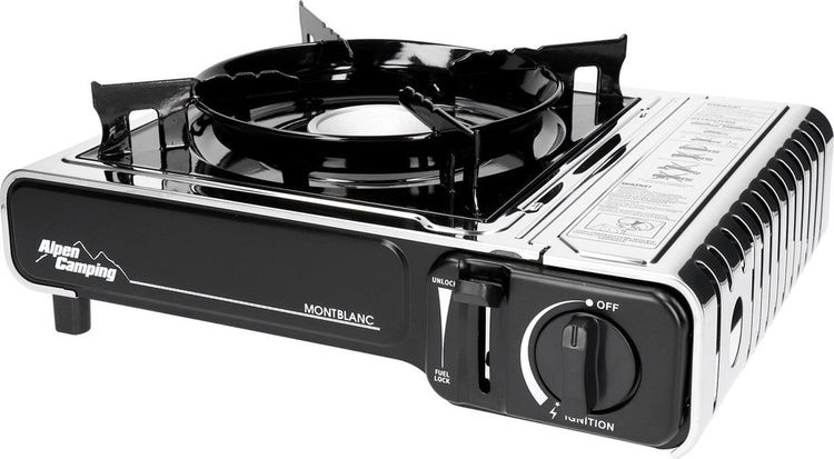 Camping Alpen - réchaud à gaz 2,2kw avec réchaud à gaz croix | réchaud de camping - consommation de gaz 160 g h allumage piézo