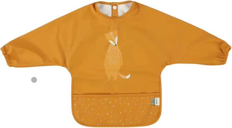 Bavoir lavable avec manches Trixie - mr. renard - bavoir pour enfants - 100% polyester recyclé - facile à nettoyer - orange