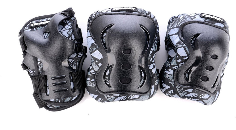 Tempish set de protection de skate pour adultes - protège-poignets, coudes et genoux - noir - taille s