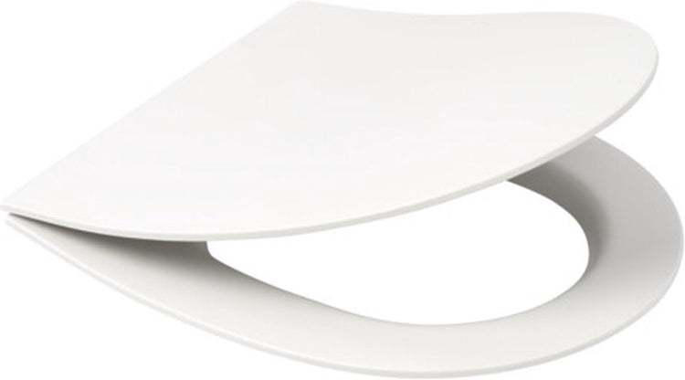 Abattant de toilettes Plieger nola kansas slim - abattant de toilettes en forme de D - duroplast - blanc mat - avec couvercle - fermeture amortie - montage en acier inoxydable