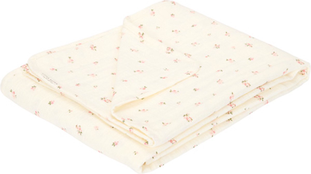 Petite couverture de berceau hollandaise - blanc - jardin de fées - fleur de fée