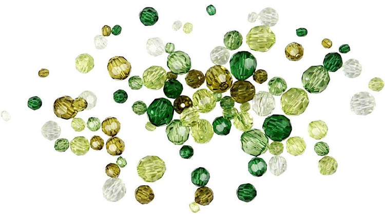 Perles de facettes de la société Creativ, DIM 4-12 mm, Taille du trou 1-2,5 mm, env. 860 pièces, paillettes vertes, 250 g 1 boîte
