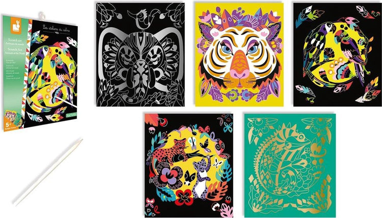 Janod - les ateliers du calme - scratch art - animaux du monde - coffret bricolage