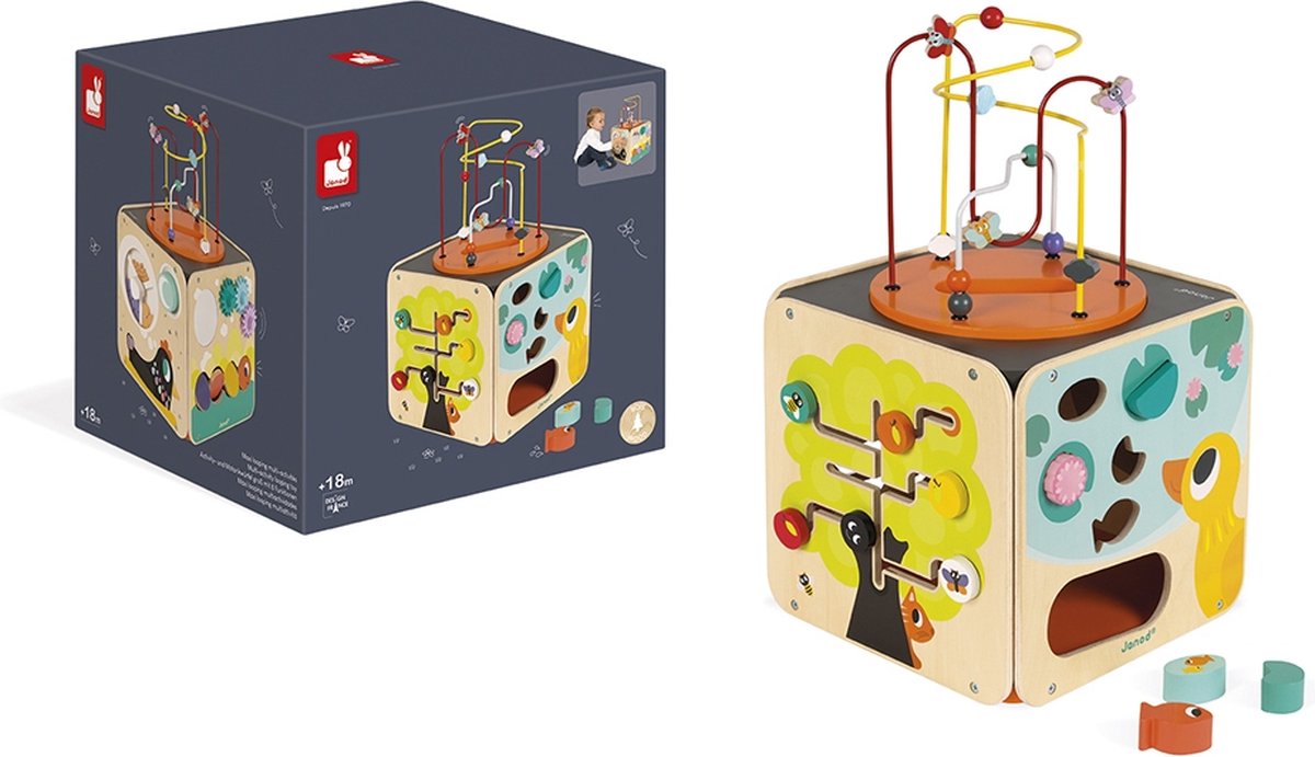 Janod - cube d'activités en bois - avec boucle