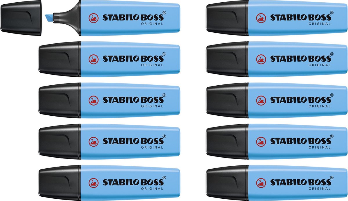 Stabilo boss original - surligneur - qualité supérieure - bleu - boîte de 10 pièces
