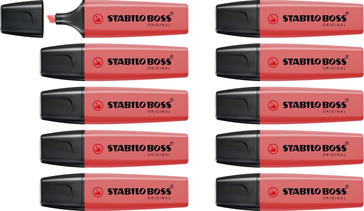 Stabilo boss original - surligneur - qualité supérieure - rouge - boîte de 10 pièces