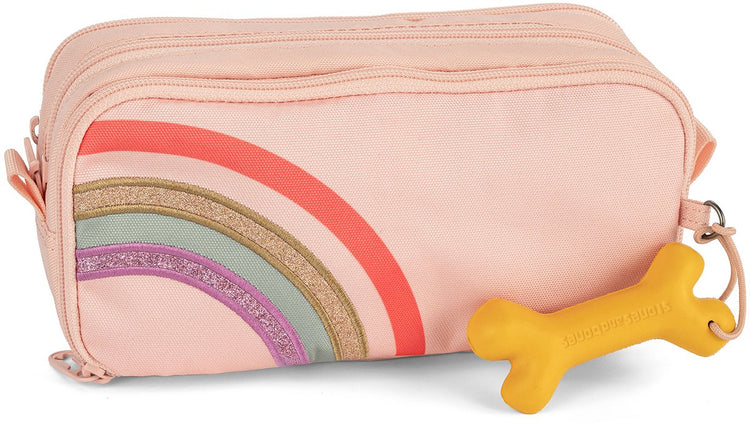 Stones and bones rowan 2.0 - trousse - trousse pour enfants - 3 compartiments - arc-en-ciel - fleur