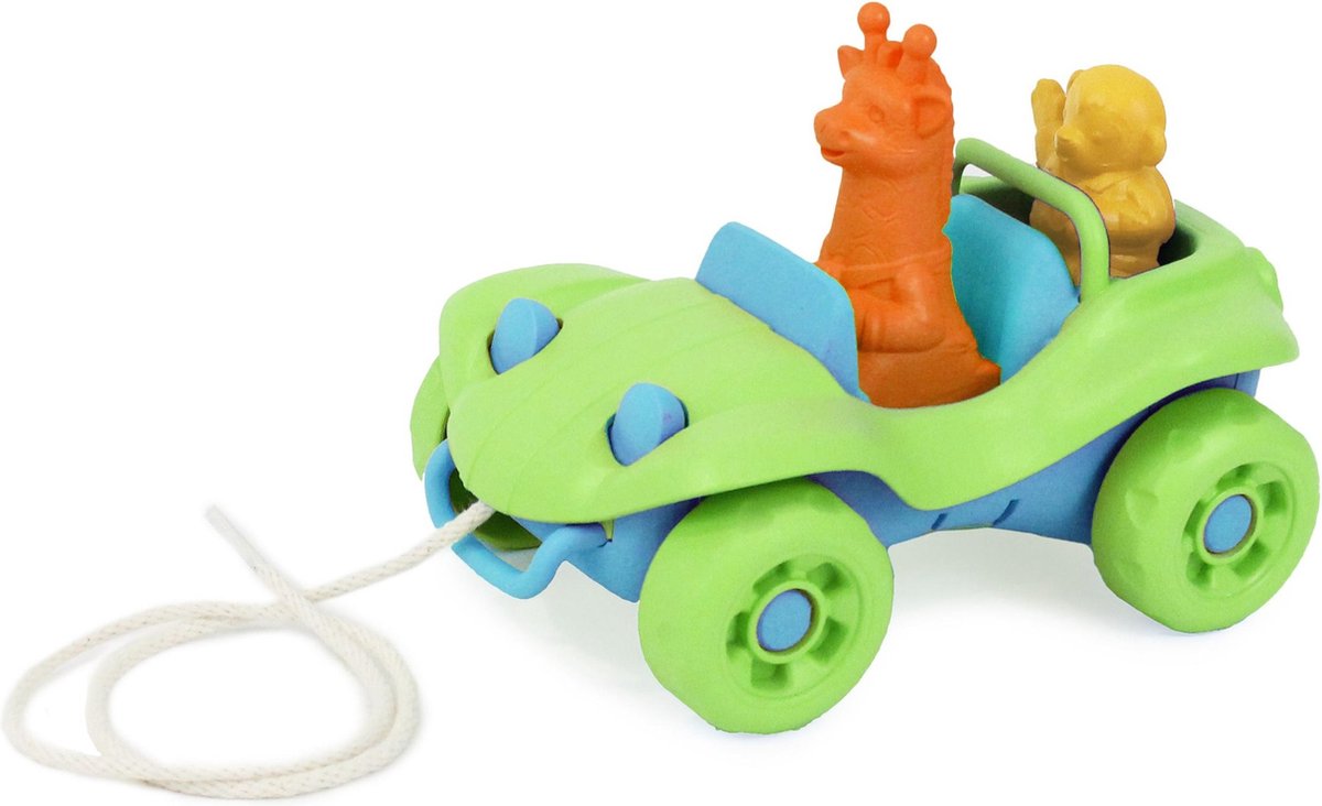 Jouets verts - poussette à tirer verte