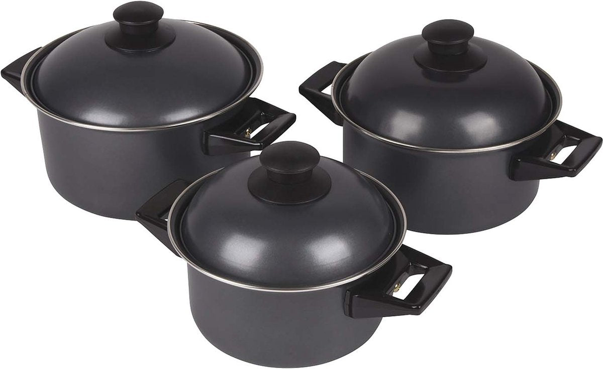 Bo-camp - set de poêles - rondo - 3 pièces - acier au carbone