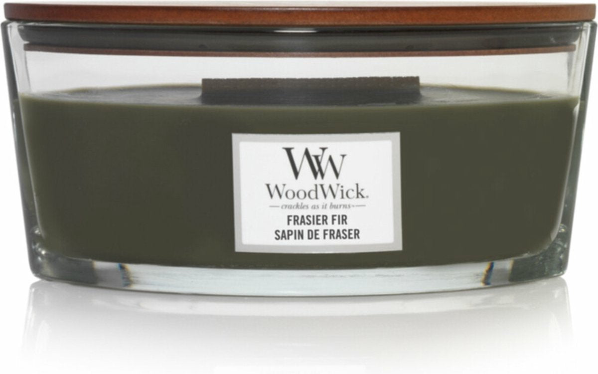 Bougie parfumée Woodwick Heartwick Flame Ellipse - Sapin Frasier - 50 heures de combustion