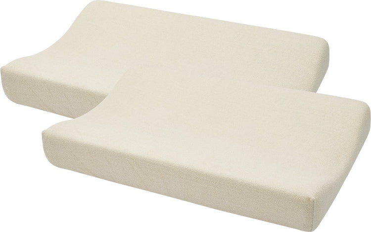 Housse de matelas à langer Meyco baby uni - paquet de 2 - tissu éponge - sable doux - 50x70cm