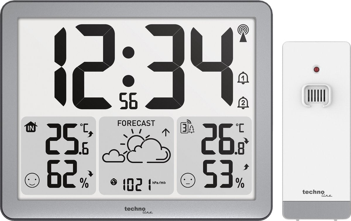 Station météo Technoline - ws 6780 - 173x140x27mm - argent - avec 1 capteur extérieur - tl-ws6780