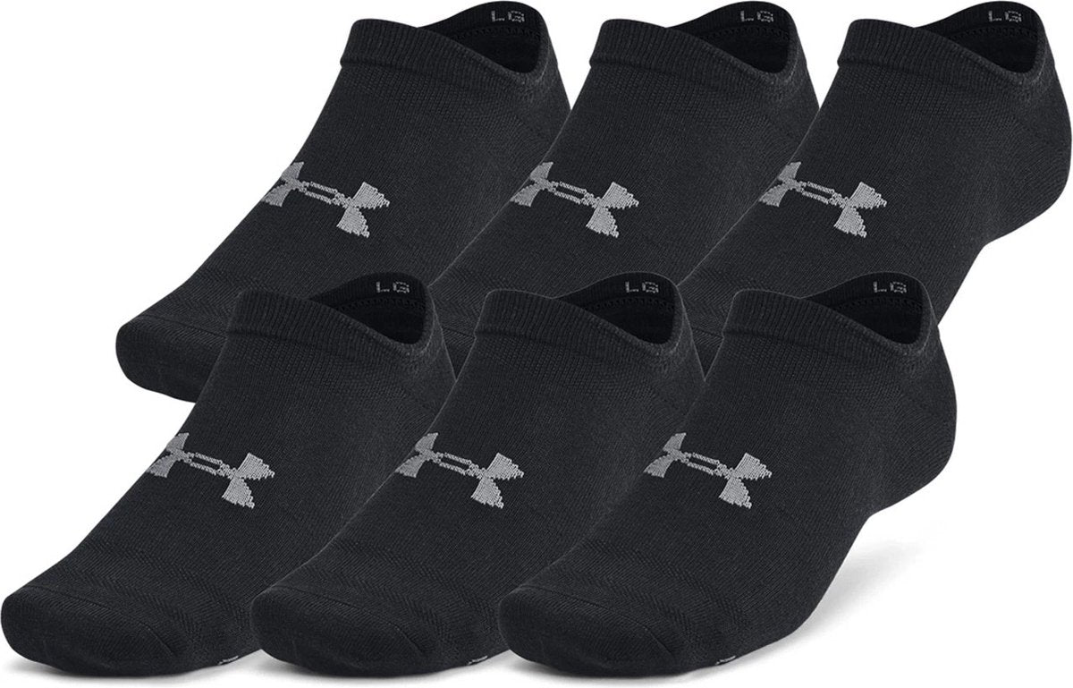 Under armour ua essential no show 6pk chaussettes de sport unisexes - noir - gris