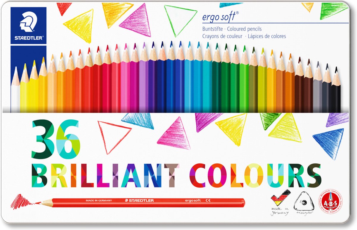 Crayon de couleur Staedtler ergosoft - avec. trousse à crayons 36 pièces