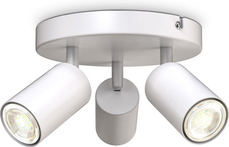 B.k.licht - spots en saillie - spot de plafond avec 3 points lumineux - plafonnier blanc - barre rotative - inclinable - raccord gu10