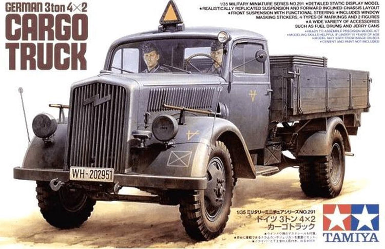 Tamiya maquette véhicule militaire - 35291 camion cargo allemand de la seconde guerre mondiale 3 tonnes avec 2 figurines en plastique - 1:35 - maquette
