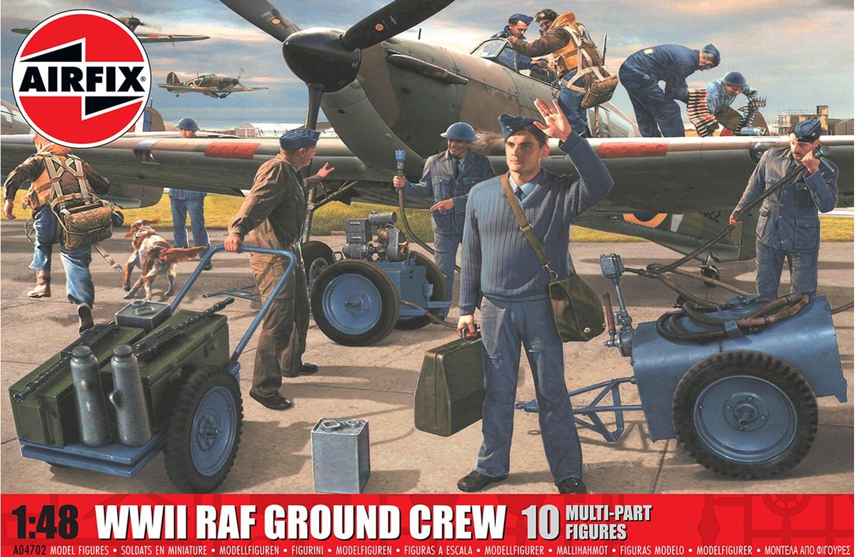 Airfix 1:48 04702 Soldats britanniques Seconde Guerre mondiale - Equipe au sol du Raf - Maquette plastique 10 figurines