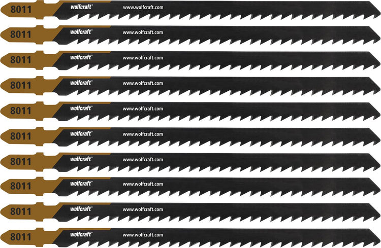 Wolfcraft - lames de scie sauteuse à bois 10 pièces - 100 mm - lame hcs avec arbre en T - lame de scie sauteuse pour épicéa - 8011100