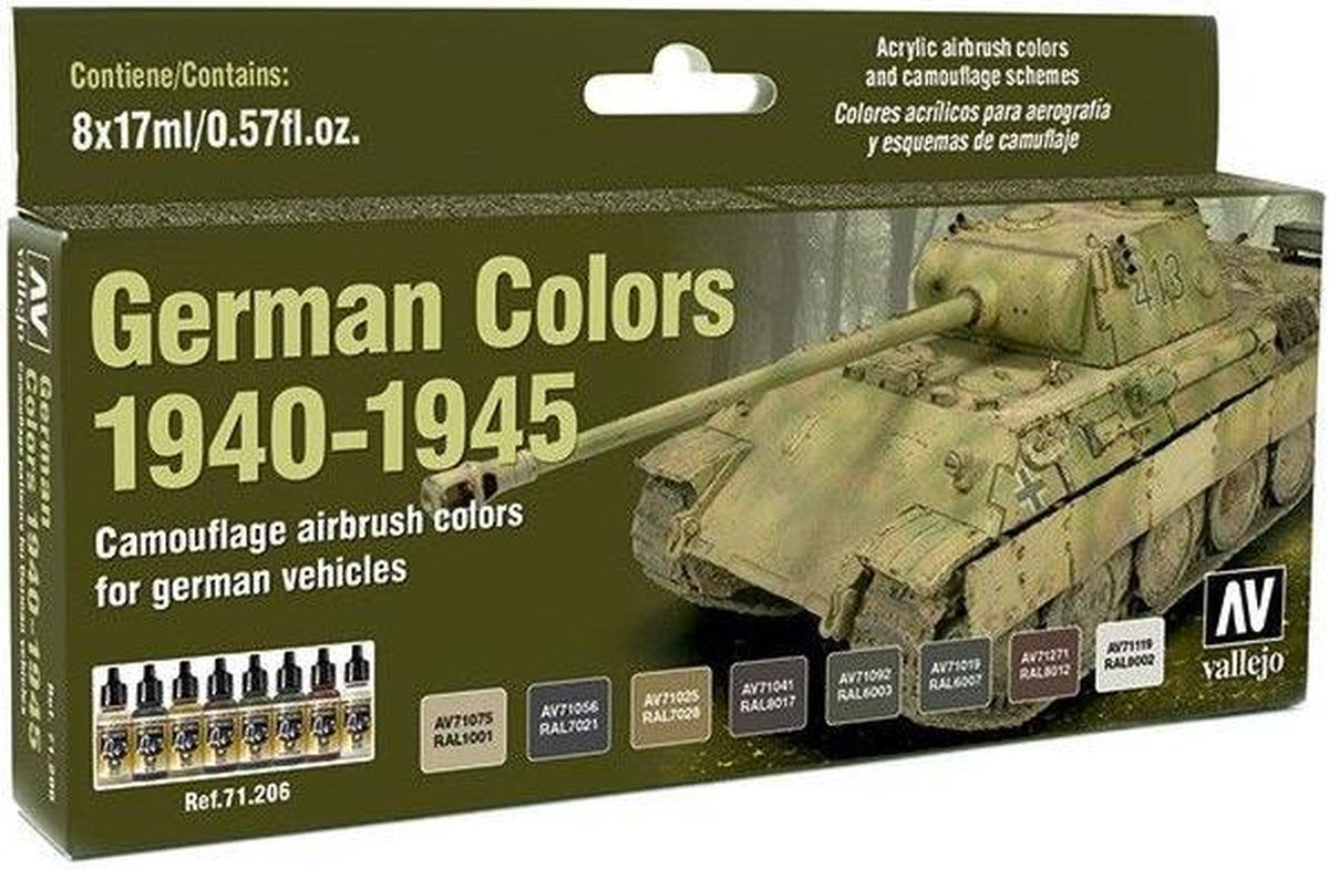Vallejo modèle air couleurs allemandes 1940-1945 - 8 couleurs - 17ml - 71206