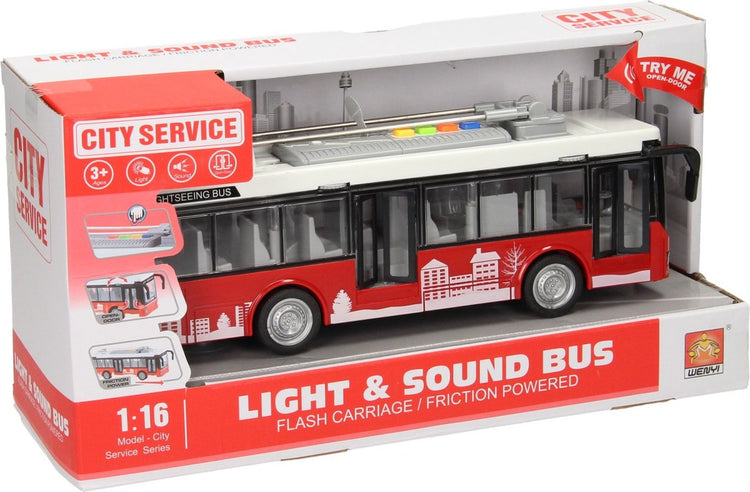 Bus de la ville avec lumière et son