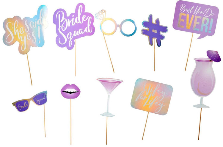 Partycasa party casa ensemble d'accessoires pour photomaton - 10 pièces - accessoires pour photomaton enterrement de vie de garçon - accessoires photo - enterrement de vie de jeune fille - multicolore