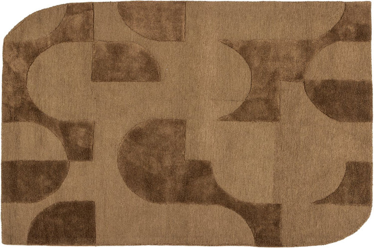 Tapis Woood livo - laine coton - marron - 170x240