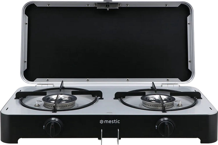 Réchaud de camping Mestic mgcp-1200 30mbar - puissance 2 x 2500 watts - allumage électrique - avec pare-brise amovibles