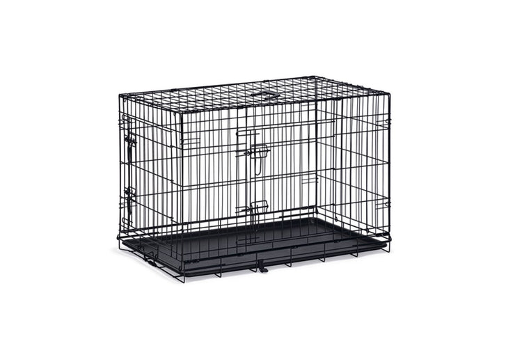Beeztees cage pour chien l - banc - 2 portes - pliable - noir - 91x61x66 cm