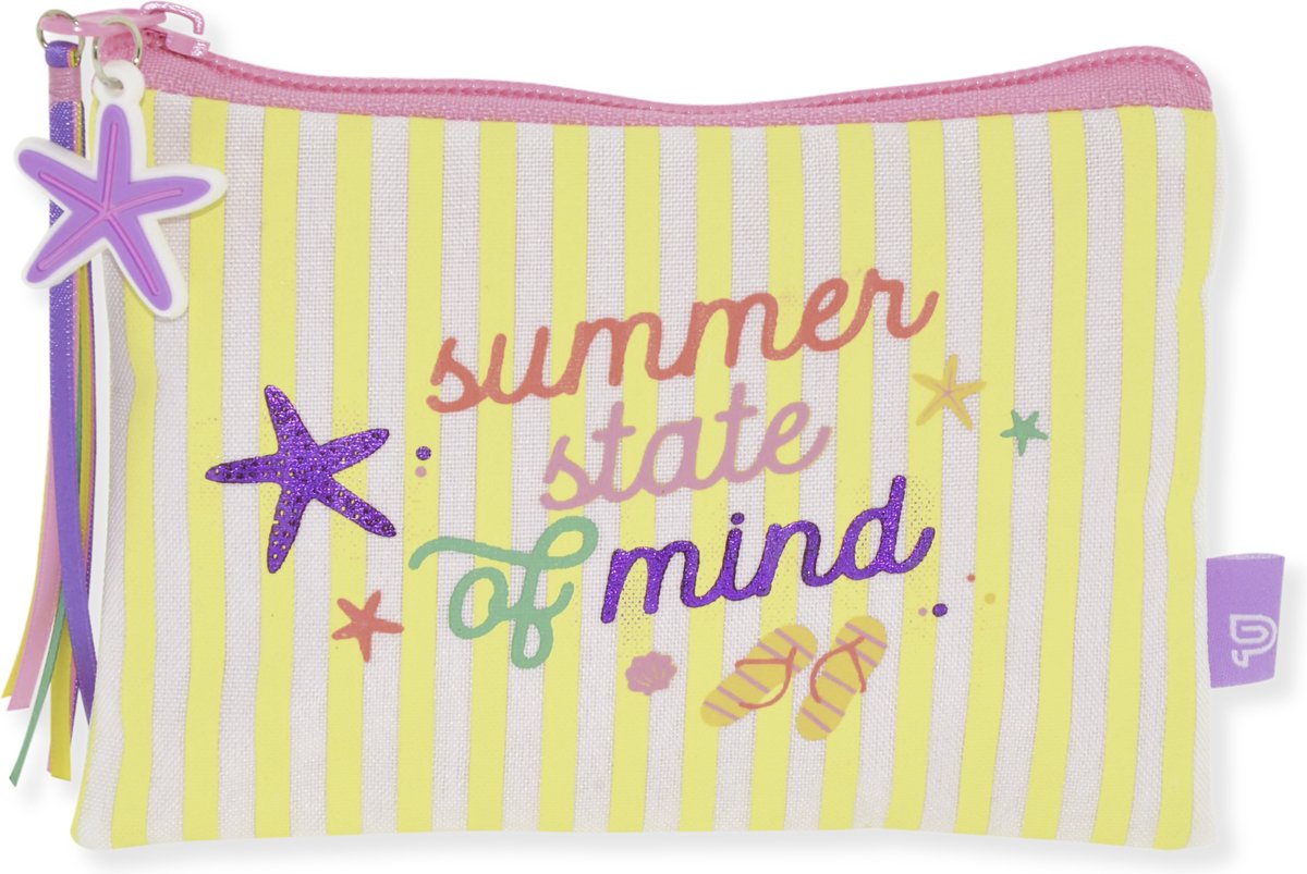 Trousse Kangaro - beach happy - rayée - 15x10cm - trousse à dessin - k-pm320030