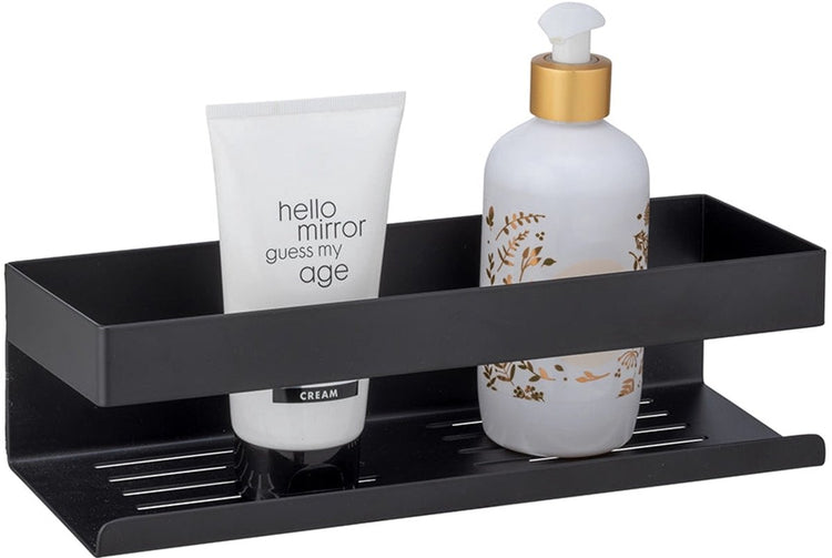 Wenko turbo-loc genova support mural en acier inoxydable noir mat - support de bain - panier de douche - support de douche - montage sans perçage - autocollant