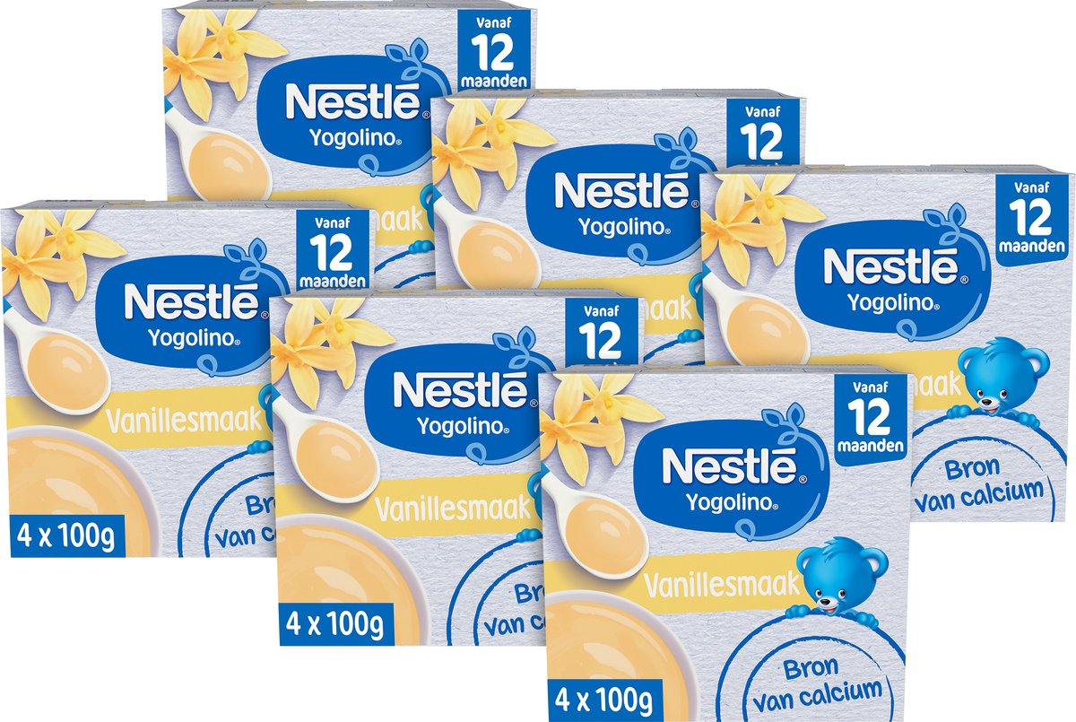 Nestlé yogolino dessert bébé vanille - collations pour bébé - 12+ mois - 6 pièces 4x100g (24 portions)