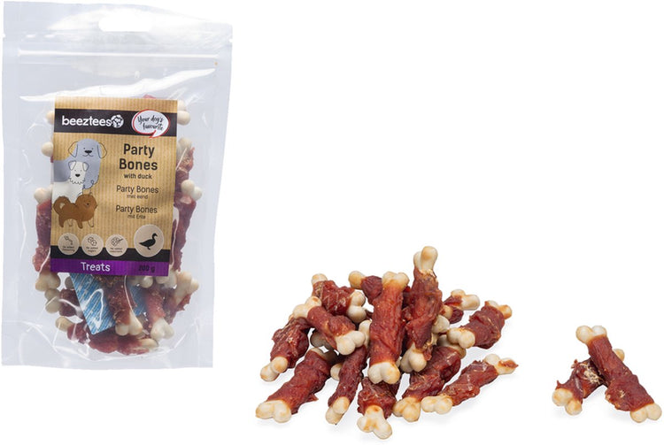 Beeztees friandises savoureuses os de fête au canard - snacks pour chiens - biscuits pour chiens - friandises pour chiens - 200 grammes