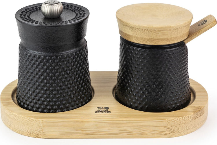 Salière et poivrière bali fonte Peugeot 8 cm - bois noir - fonte