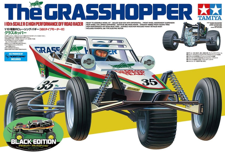 Tamiya – kit de construction de véhicules militaires, buggy rc 47522, la sauterelle, édition noire, plastique rc, 1:10