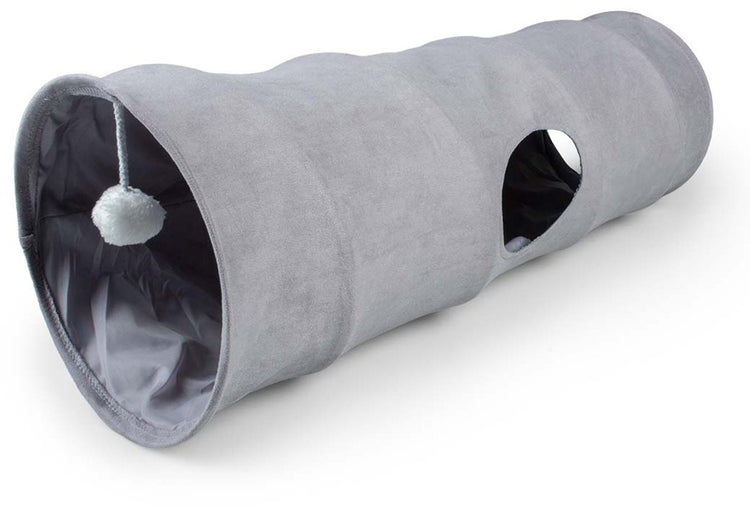 Duvo plus playtime tunnel de jeu ronronnant pour chats l-80x25x25cm gris