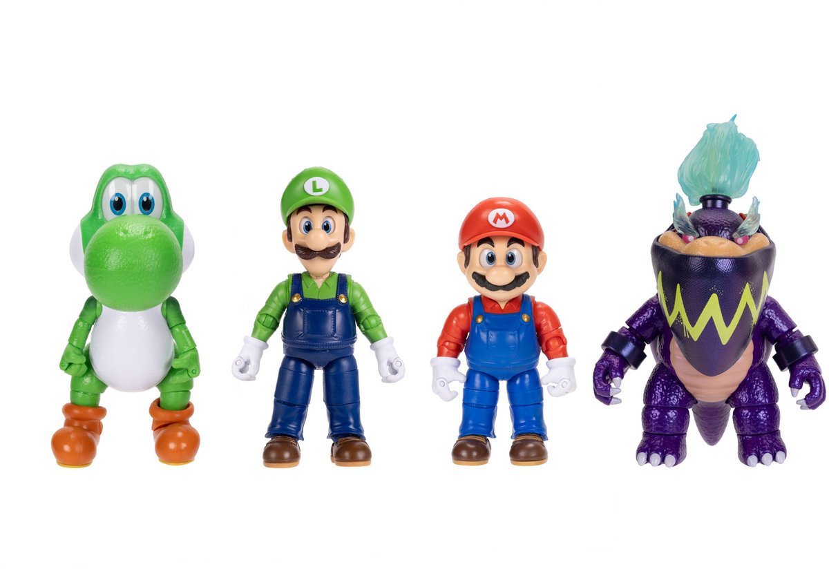 Jakks Super Mario Galaxy Film - Multipack avec figurines 13 cm - Mario, Yoshi et figurines exclusives Wonder Bowser Jr. et Luigi